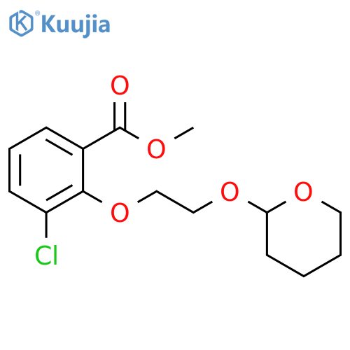 Benzoic acid, 3-chloro-2-[2-[(tetrahydro-2H-pyran-2-yl)oxy]ethoxy]-, methyl ester structure