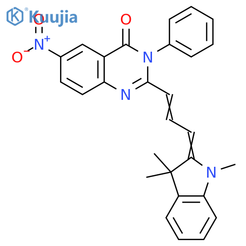 4(3H)-Quinazolinone, 2-[3-(1,3-dihydro-1,3,3-trimethyl-2H-indol-2-ylidene)-1-propen-1-yl]-6-nitro-3-phenyl- structure
