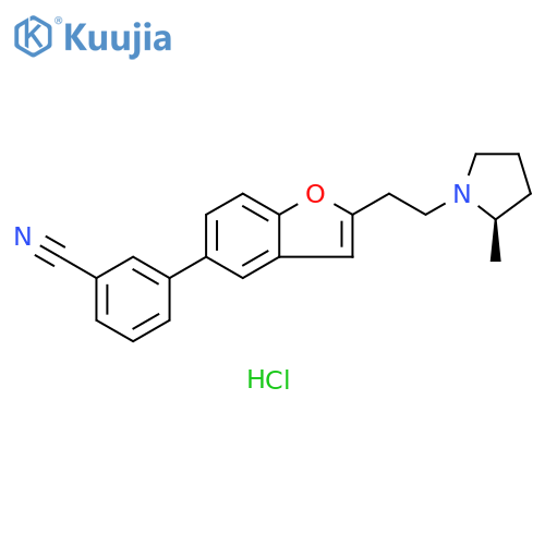 Benzonitrile, 3-[2-[2-[(2R)-2-methyl-1-pyrrolidinyl]ethyl]-5-benzofuranyl]-, hydrochloride (1:1) structure