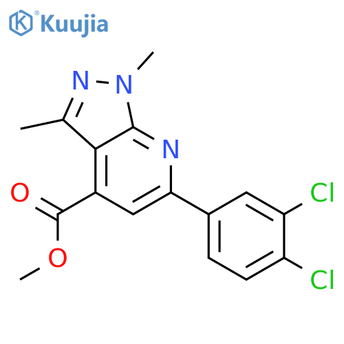 <br>6-(3,4-Dichloro-phenyl)-1,3-dimethyl-1H-pyrazolo[3,4-b]pyridine-4-carboxyli c acid methyl ester structure