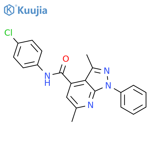 <br>3,6-Dimethyl-1-phenyl-1H-pyrazolo[3,4-b]pyridine-4-carboxylic acid (4-chlor o-phenyl)-amide structure