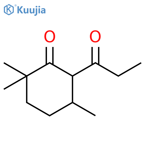 Cyclohexanone, 2,2,5-trimethyl-6-(1-oxopropyl)- structure
