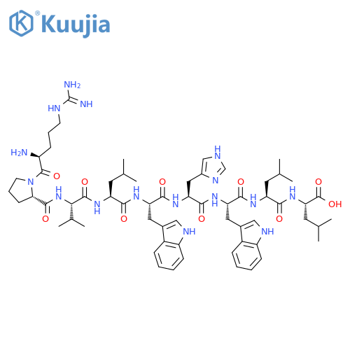 L-Leucine, L-arginyl-L-prolyl-L-valyl-L-leucyl-L-tryptophyl-L-histidyl-L-tryptophyl-L-leucyl- (9CI) structure