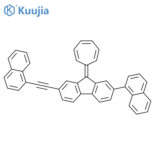9H-Fluorene, 9-(2,4,6-cycloheptatrien-1-ylidene)-2-(1-naphthalenyl)-7-[2-(1-naphthalenyl)ethynyl]- structure