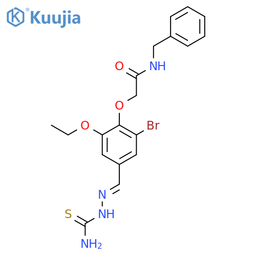 2-(4-{(E)-[(aminocarbonothioyl)hydrazono]methyl}-2-bromo-6-ethoxyphenoxy)-N -benzylacetamide structure