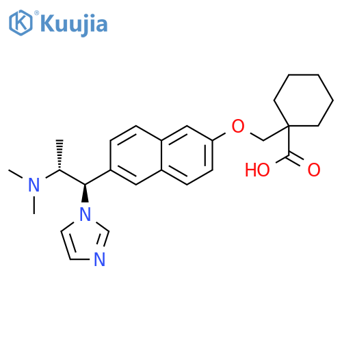 Cyclohexanecarboxylic acid, 1-[[[6-[(1R,2R)-2-(dimethylamino)-1-(1H-imidazol-1-yl)propyl]-2-naphthalenyl]oxy]methyl]-, rel- structure