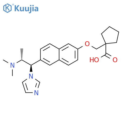 Cyclopentanecarboxylic acid,1-[[[6-[(1R,2R)-2-(dimethylamino)-1-(1H-imidazol-1-yl)propyl]-2-naphthalenyl]oxy]methyl]-, rel- structure