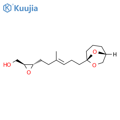 2-Oxiranemethanol, 3-[(3E)-6-(1R,5R)-6,8-dioxabicyclo[3.2.1]oct-5-yl-3-methyl-3-hexen-1-yl]-, (2S,3S)- structure