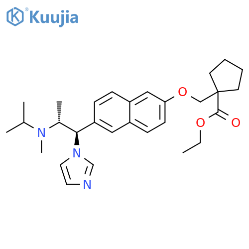 Cyclopentanecarboxylic acid,1-[[[6-[(1R,2R)-1-(1H-imidazol-1-yl)-2-[methyl(1-methylethyl)amino]propyl]-2-naphthalenyl]oxy]methyl]-, ethyl ester, rel- structure