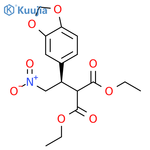 Propanedioic acid, 2-[(1R)-1-(1,3-benzodioxol-5-yl)-2-nitroethyl]-, 1,3-diethyl ester structure