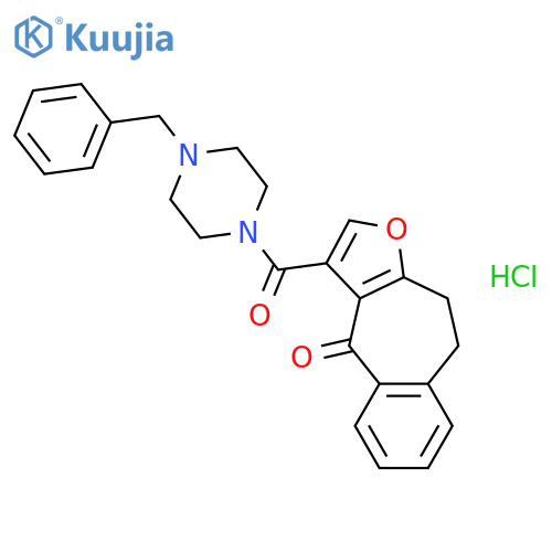 3-[(4-benzylpiperazin-1-yl)carbonyl]-9,10-dihydro-4H-benzo[4,5]cyclohepta[1,2-b]furan-4-one hydrochloride structure