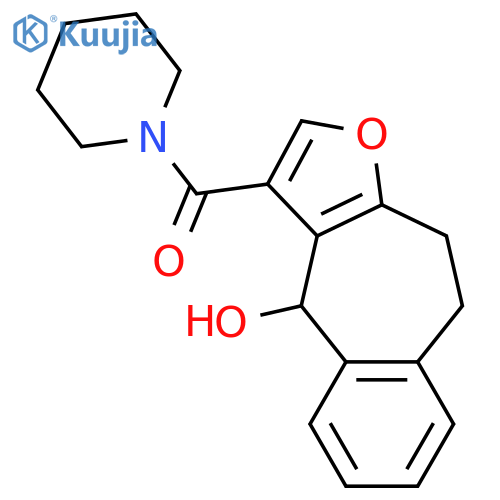 3-(piperidin-1-ylcarbonyl)-9,10-dihydro-4H-benzo[4,5]cyclohepta[1,2-b]furan-4-ol structure