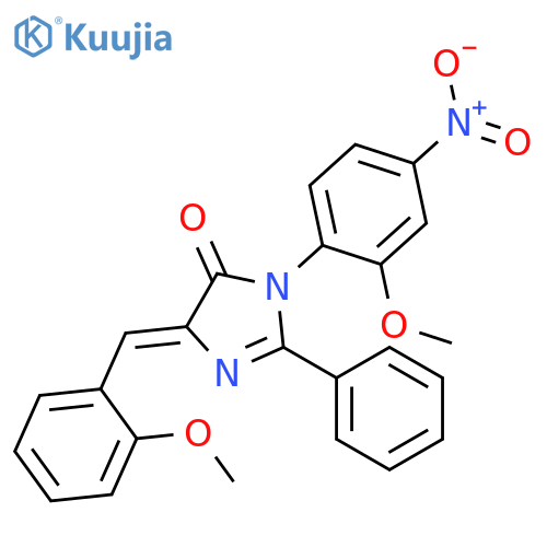 4H-Imidazol-4-one, 3,5-dihydro-3-(2-methoxy-4-nitrophenyl)-5-((2-metho xyphenyl)methylene)-2-phenyl- structure