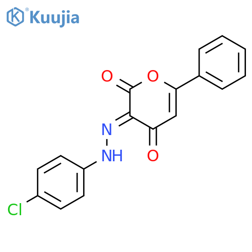 2H-PYRAN-2,3,4-TRIONE, 6-PHENYL-, 3-[(4-CHLOROPHENYL)HYDRAZONE] structure