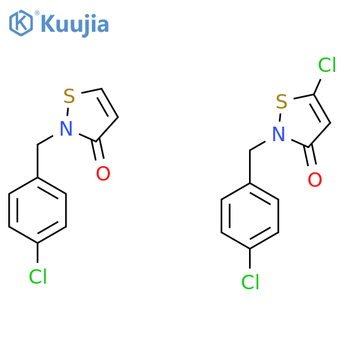 5-Chloro-2-[(4-chlorophenyl)methyl]-1,2-thiazol-3-one;2-[(4-chlorophenyl)methyl]-1,2-thiazol-3-one structure