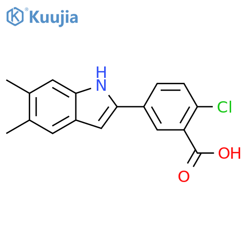 Benzoic acid, 2-chloro-5-(5,6-dimethyl-1H-indol-2-yl)- structure
