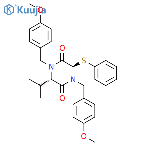 2,5-Piperazinedione, 1,4-bis[(4-methoxyphenyl)methyl]-3-(1-methylethyl)-6-(phenylthio)-, (3S,6R)- structure
