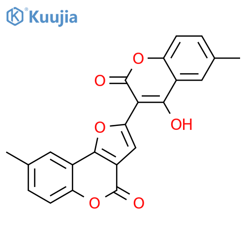 4H-Furo[3,2-c][1]benzopyran-4-one, 2-(4-hydroxy-6-methyl-2-oxo-2H-1-benzopyran-3-yl)-8-methyl- structure