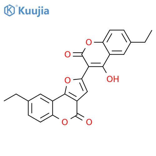 4H-Furo[3,2-c][1]benzopyran-4-one, 8-ethyl-2-(6-ethyl-4-hydroxy-2-oxo-2H-1-benzopyran-3-yl)- structure