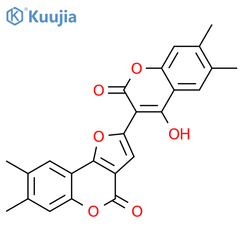 4H-Furo[3,2-c][1]benzopyran-4-one, 2-(4-hydroxy-6,7-dimethyl-2-oxo-2H-1-benzopyran-3-yl)-7,8-dimethyl- structure