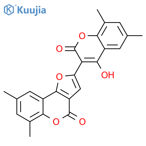 4H-Furo[3,2-c][1]benzopyran-4-one, 2-(4-hydroxy-6,8-dimethyl-2-oxo-2H-1-benzopyran-3-yl)-6,8-dimethyl- structure