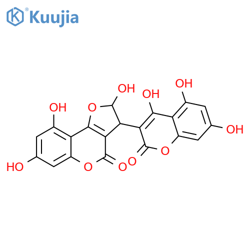 4H-Furo[3,2-c][1]benzopyran-4-one, 2,3-dihydro-2,7,9-trihydroxy-3-(4,5,7-trihydroxy-2-oxo-2H-1-benzopyran-3-yl)- structure