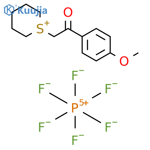 2H-Thiopyranium, tetrahydro-1-[2-(4-methoxyphenyl)-2-oxoethyl]-, hexafluorophosphate(1-) (1:1) structure