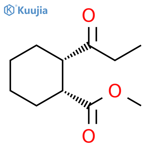 Cyclohexanecarboxylic acid, 2-(1-oxopropyl)-, methyl ester, (1R,2S)-rel- structure