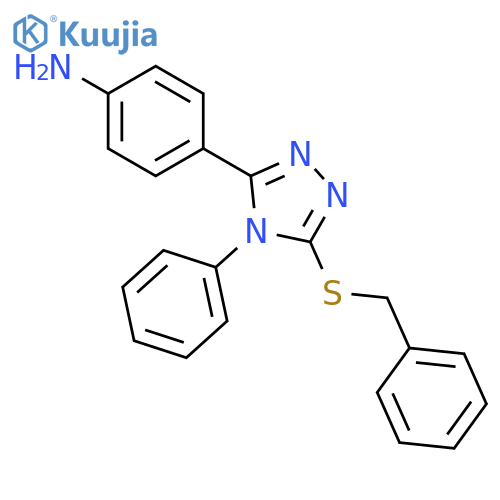Benzenamine, 4-[4-phenyl-5-[(phenylmethyl)thio]-4H-1,2,4-triazol-3-yl]- structure