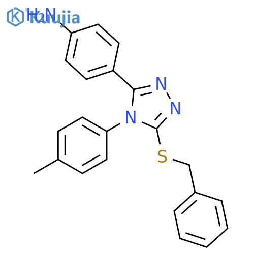 Benzenamine, 4-[4-(4-methylphenyl)-5-[(phenylmethyl)thio]-4H-1,2,4-triazol-3-yl]- structure
