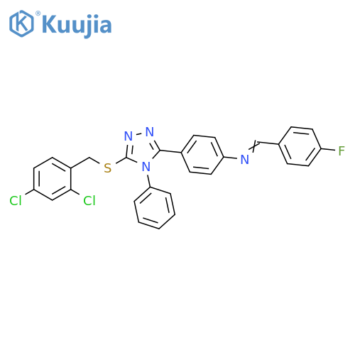 Benzenamine,4-[5-[[(2,4-dichlorophenyl)methyl]thio]-4-phenyl-4H-1,2,4-triazol-3-yl]-N-[(4-fluorophenyl)methylene]- structure