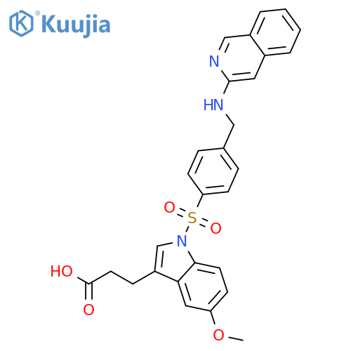 1H-Indole-3-propanoic acid,1-[[4-[(3-isoquinolinylamino)methyl]phenyl]sulfonyl]-5-methoxy- structure