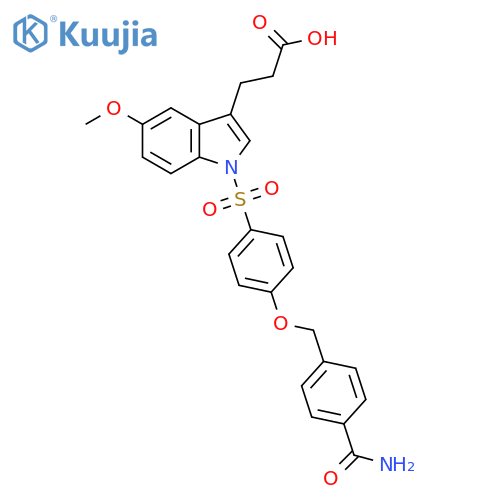 1H-Indole-3-propanoic acid,1-[[4-[[4-(aminocarbonyl)phenyl]methoxy]phenyl]sulfonyl]-5-methoxy- structure