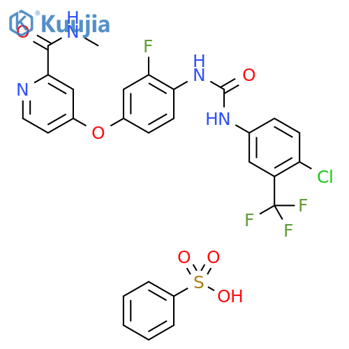 2-Pyridinecarboxamide,4-[4-[[[[4-chloro-3-(trifluoromethyl)phenyl]amino]carbonyl]amino]-3-fluorophenoxy]-N-methyl-, monobenzenesulfonate structure