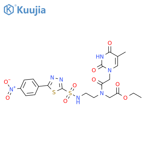 Glycine, N-[(3,4-dihydro-5-methyl-2,4-dioxo-1(2H)-pyrimidinyl)acetyl]-N-[2-[[[5-(4-nitrophenyl)-1,3,4-thiadiazol-2-yl]sulfonyl]amino]ethyl]-, ethyl ester (9CI) structure