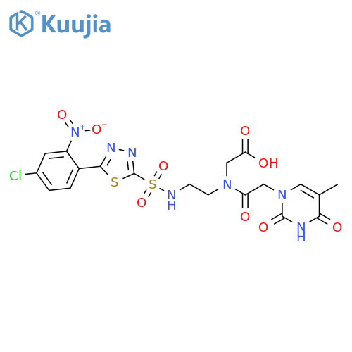 Glycine, N-[2-[[[5-(4-chloro-2-nitrophenyl)-1,3,4-thiadiazol-2-yl]sulfonyl]amino]ethyl]-N-[(3,4-dihydro-5-methyl-2,4-dioxo-1(2H)-pyrimidinyl)acetyl]- (9CI) structure