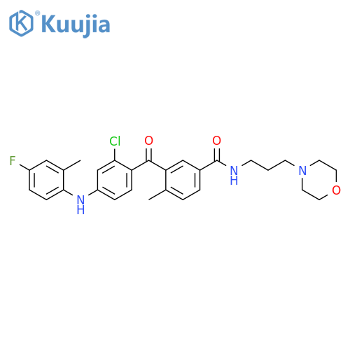 Benzamide,3-[2-chloro-4-[(4-fluoro-2-methylphenyl)amino]benzoyl]-4-methyl-N-[3-(4-morpholinyl)propyl]- structure