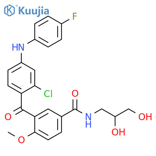 Benzamide, 3-[2-chloro-4-[(4-fluorophenyl)amino]benzoyl]-N-(2,3-dihydroxypropyl)-4-methoxy- structure