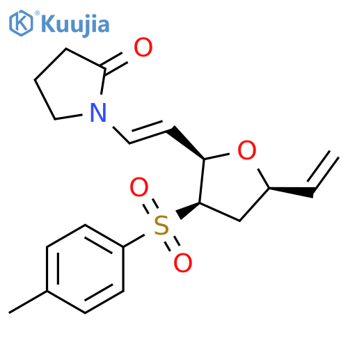 2-Pyrrolidinone,1-[(1E)-2-[(2R,3R,5R)-5-ethenyltetrahydro-3-[(4-methylphenyl)sulfonyl]-2-furanyl]ethenyl]-, rel- structure