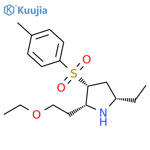 Pyrrolidine, 2-(2-ethoxyethyl)-5-ethyl-3-[(4-methylphenyl)sulfonyl]-, (2R,3R,5S)-rel- structure