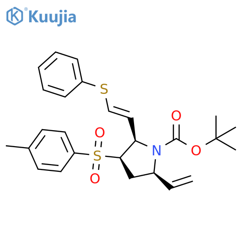 1-Pyrrolidinecarboxylic acid, 5-ethenyl-3-[(4-methylphenyl)sulfonyl]-2-[(1E)-2-(phenylthio)ethenyl]-, 1,1-dimethylethyl ester, (2R,3R,5R)-rel- structure