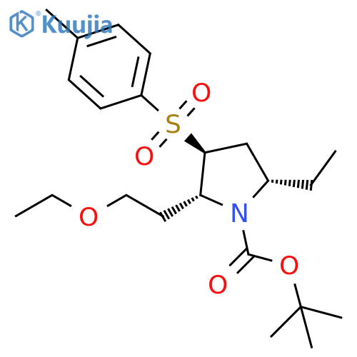 1-Pyrrolidinecarboxylic acid,2-(2-ethoxyethyl)-5-ethyl-3-[(4-methylphenyl)sulfonyl]-, 1,1-dimethylethylester, (2R,3S,5S)-rel- structure
