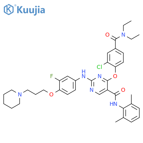 5-Pyrimidinecarboxamide,4-[2-chloro-4-[(diethylamino)carbonyl]phenoxy]-N-(2,6-dimethylphenyl)-2-[[3-fluoro-4-[3-(1-piperidinyl)propoxy]phenyl]amino]- structure