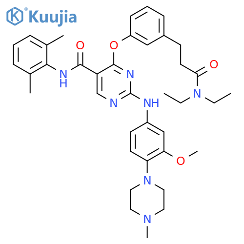 5-Pyrimidinecarboxamide,4-[3-[3-(diethylamino)-3-oxopropyl]phenoxy]-N-(2,6-dimethylphenyl)-2-[[3-methoxy-4-(4-methyl-1-piperazinyl)phenyl]amino]- structure