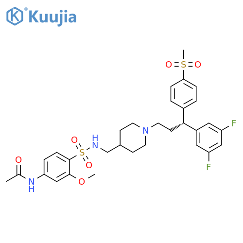 Acetamide,N-[4-[[[[1-[(3R)-3-(3,5-difluorophenyl)-3-[4-(methylsulfonyl)phenyl]propyl]-4-piperidinyl]methyl]amino]sulfonyl]-3-methoxyphenyl]- structure