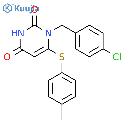 2,4(1H,3H)-Pyrimidinedione,1-[(4-chlorophenyl)methyl]-6-[(4-methylphenyl)thio]- structure