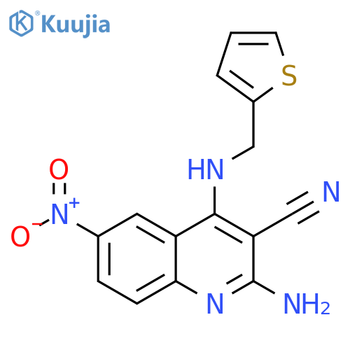 3-Quinolinecarbonitrile, 2-amino-6-nitro-4-[(2-thienylmethyl)amino]- structure