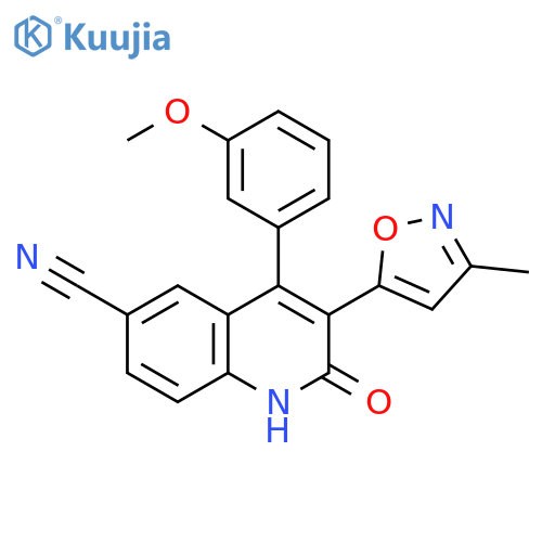 6-Quinolinecarbonitrile,1,2-dihydro-4-(3-methoxyphenyl)-3-(3-methyl-5-isoxazolyl)-2-oxo- structure