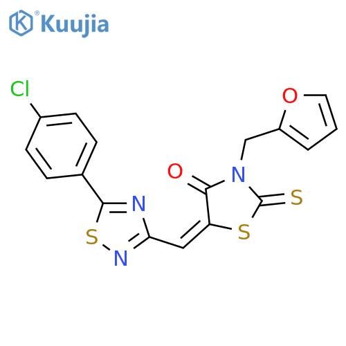 4-Thiazolidinone,5-[[5-(4-chlorophenyl)-1,2,4-thiadiazol-3-yl]methylene]-3-(2-furanylmethyl)-2-thioxo- structure