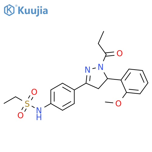 N-{4-5-(2-methoxyphenyl)-1-propanoyl-4,5-dihydro-1H-pyrazol-3-ylphenyl}ethane-1-sulfonamide structure